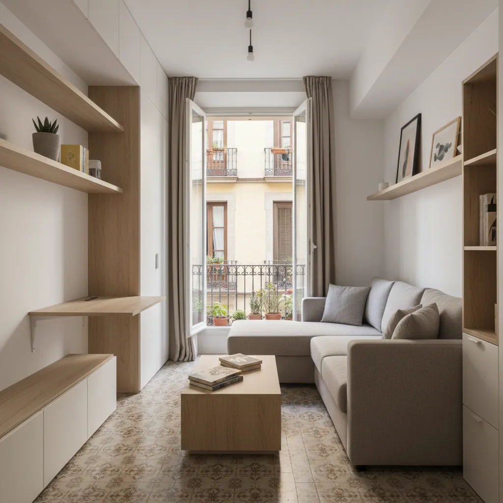 Pequeño apartamento optimizado con distribución inteligente de muebles