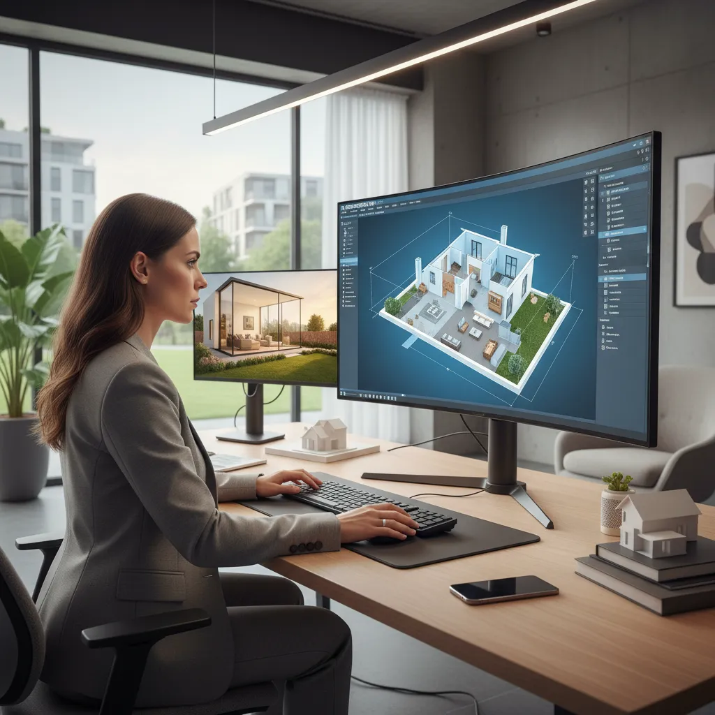 Proses membuat denah rumah menggunakan perangkat digital