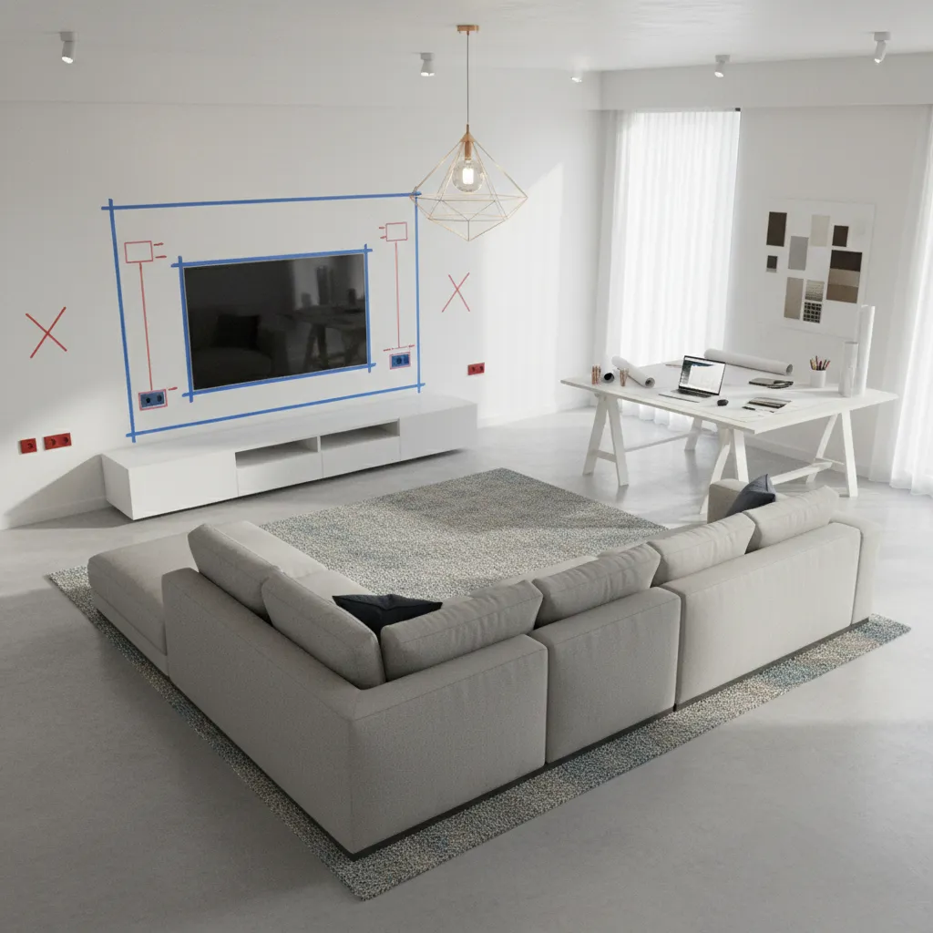 Perencanaan posisi stop kontak di ruang tamu