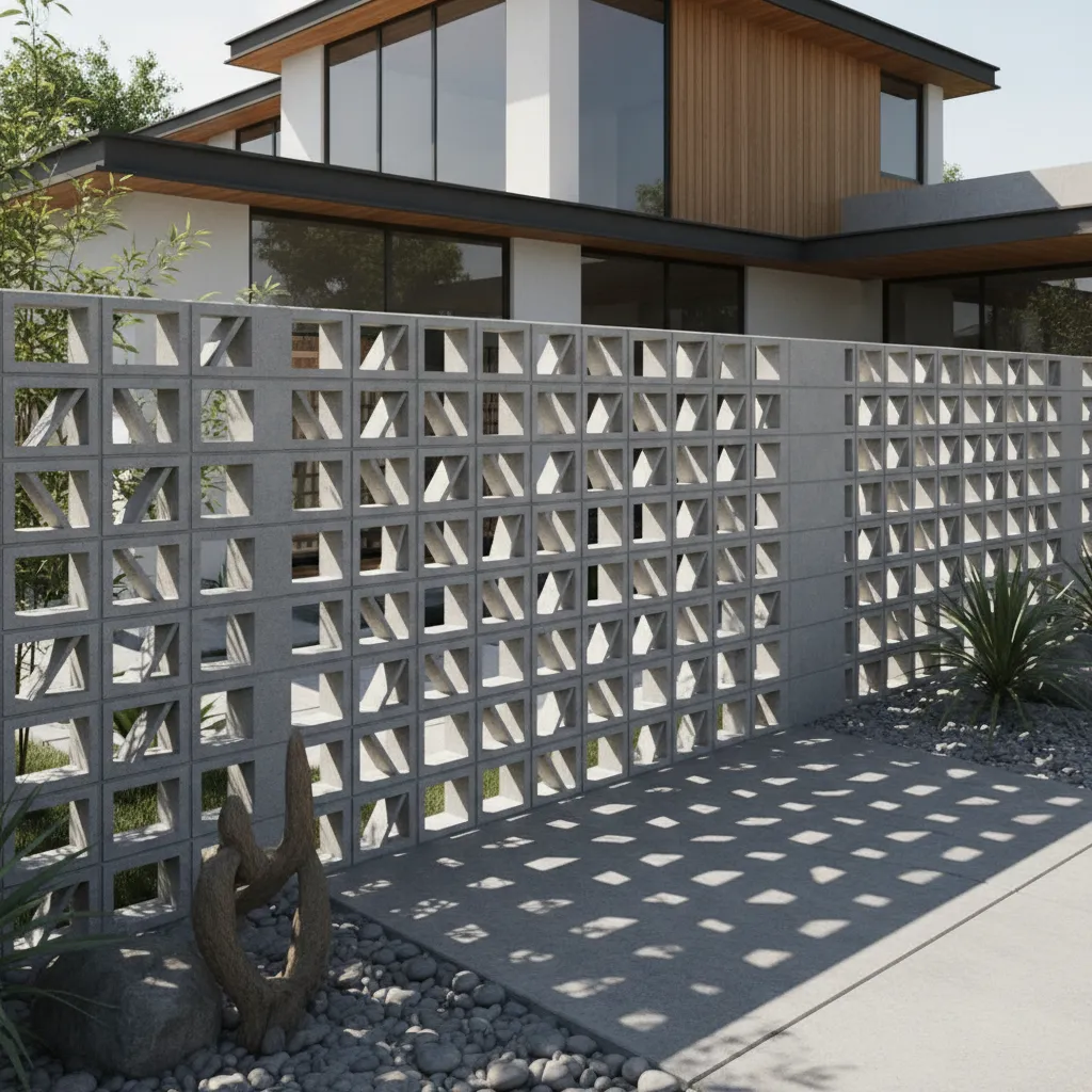 Decorative perforated block compound wall allowing airflow