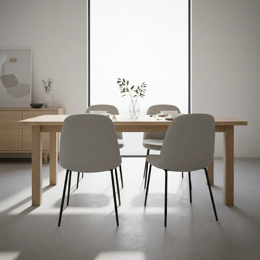Modern dining chair upholstered with stain resistant performance fabric