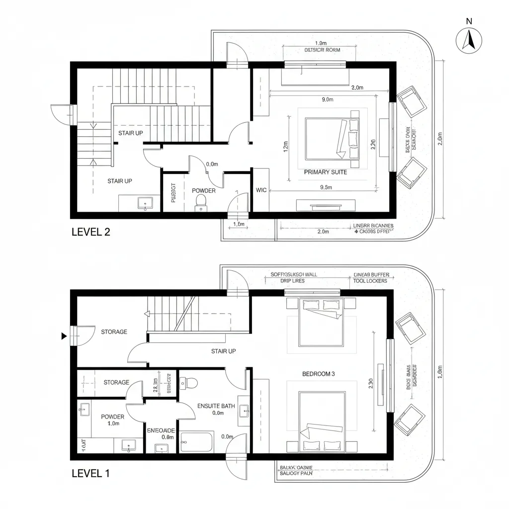 Perimeter Ribbon: Continuous Balcony Spine + Corner Suite