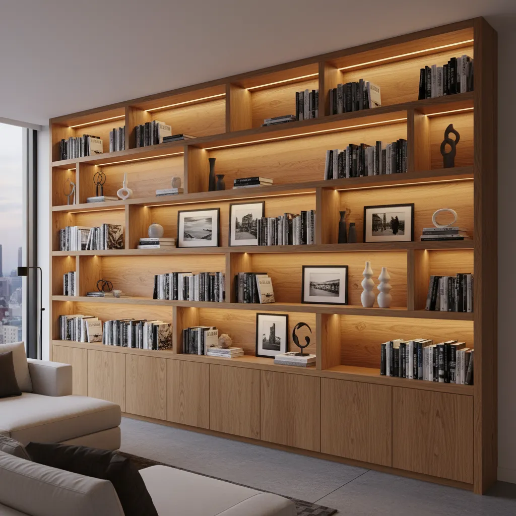 Estantería modular personalizada convertida en biblioteca de pared