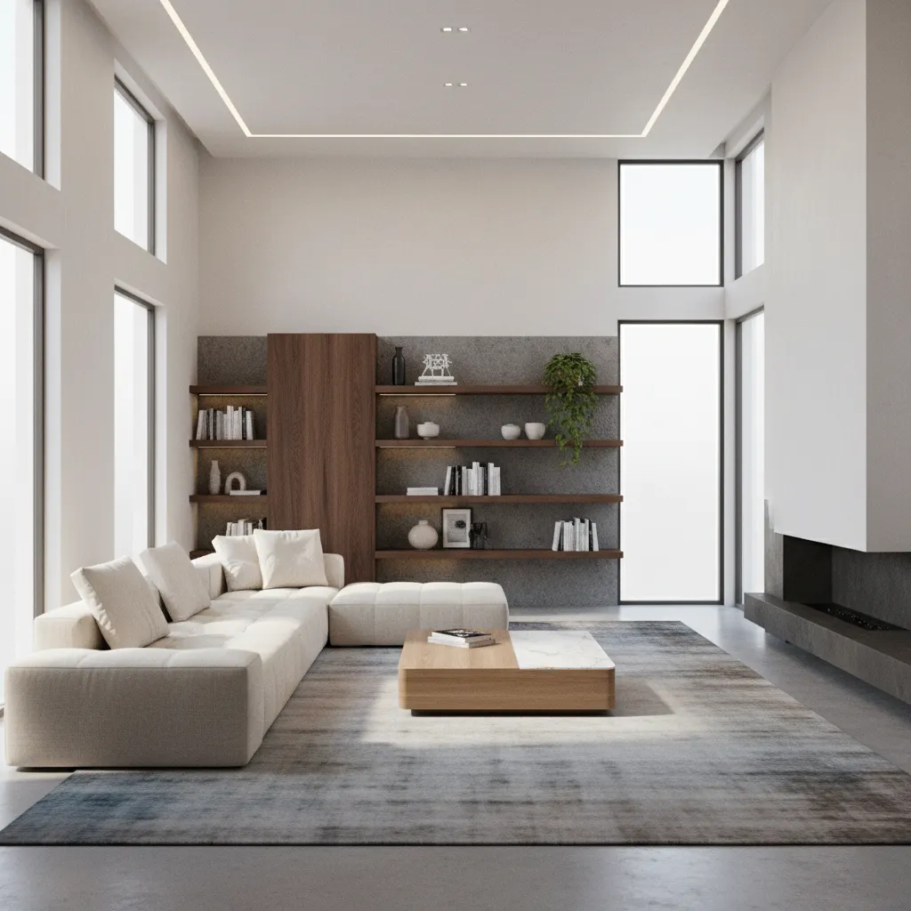 Perspectiva de dos puntos en una sala de estar