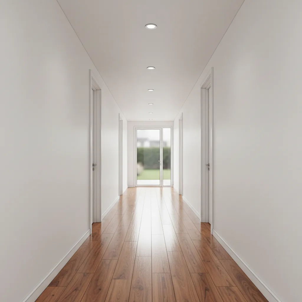 Ejemplo de perspectiva de un punto en un pasillo interior