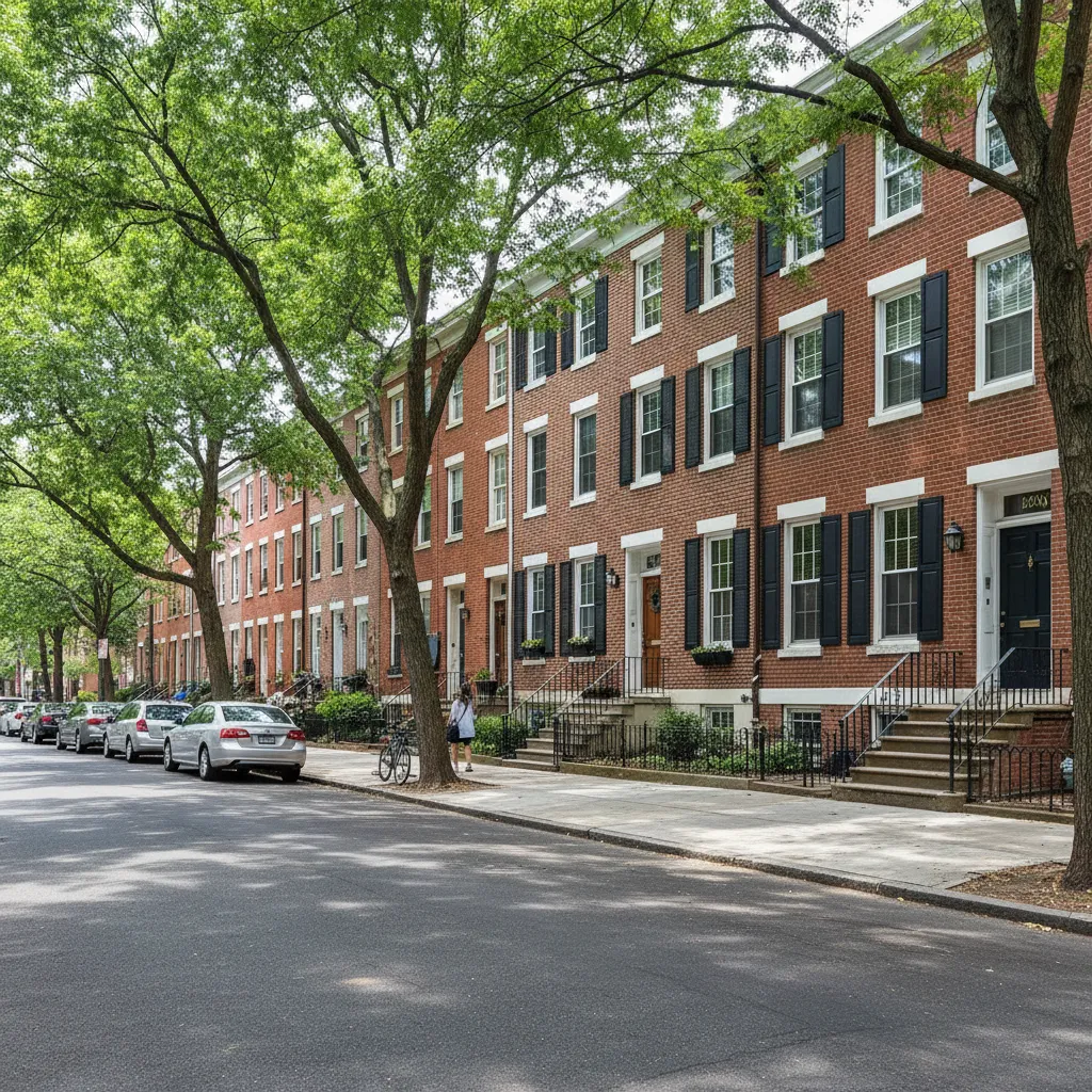 Philadelphia row home neighborhood showing typical affordable housing options
