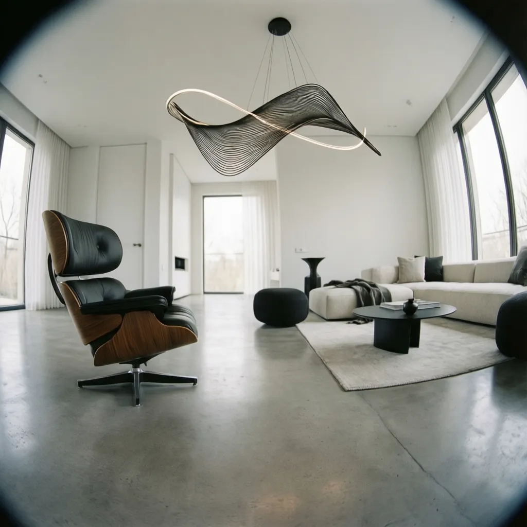 Interior minimalista elegante inspirado en Philippe Starck