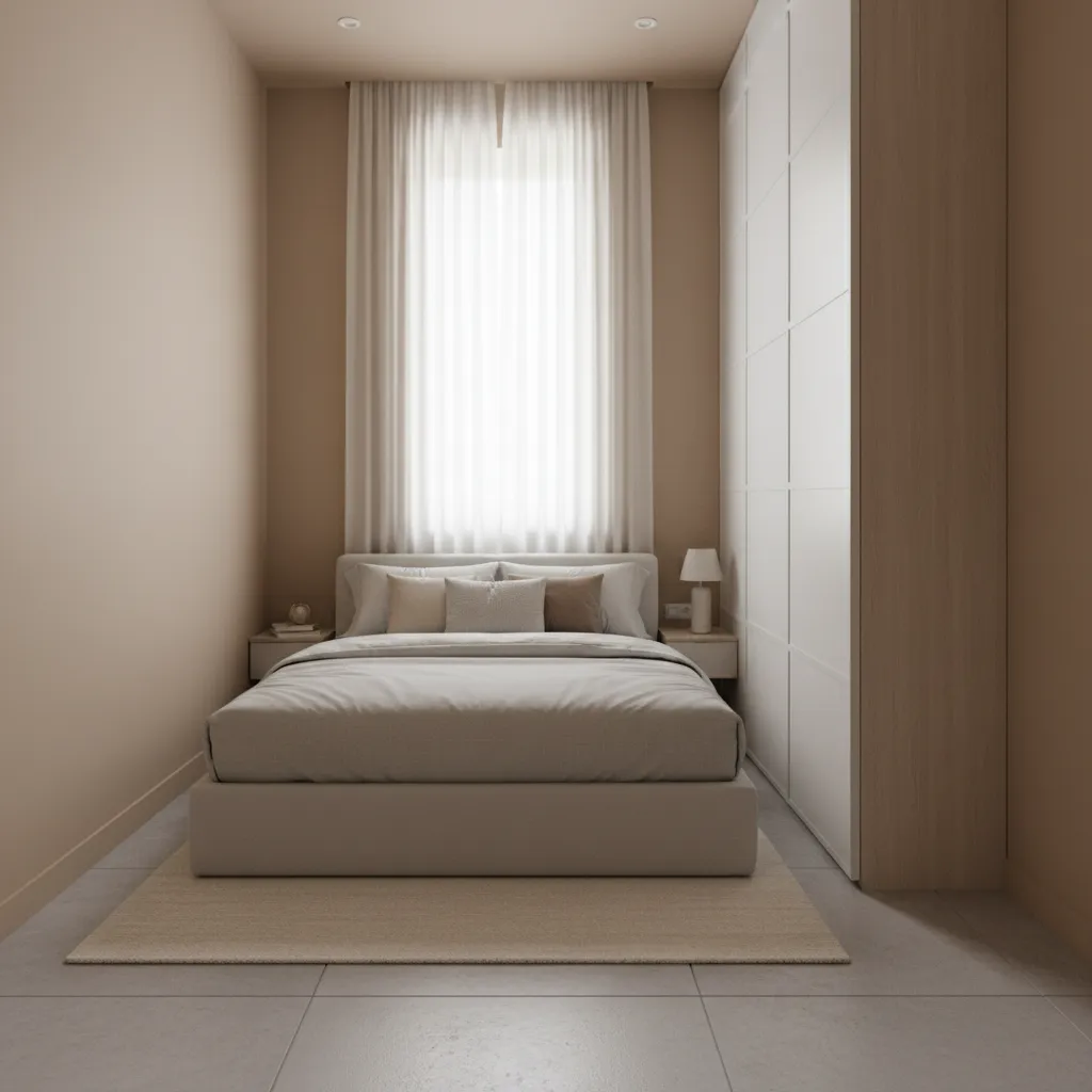 Phòng ngủ nhỏ trong nhà ngang 5m thiết kế tối giản