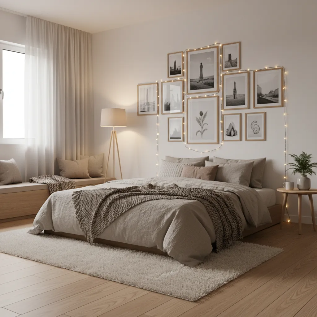 How Interior Designers Use Photo and Light Walls in Small Bedrooms