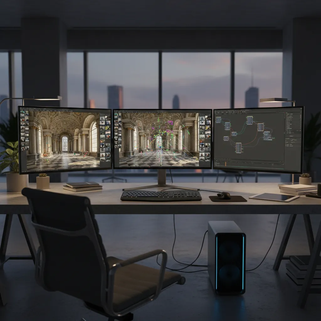 photogrammetry workflow turning building photos into a 3d digital spatial model