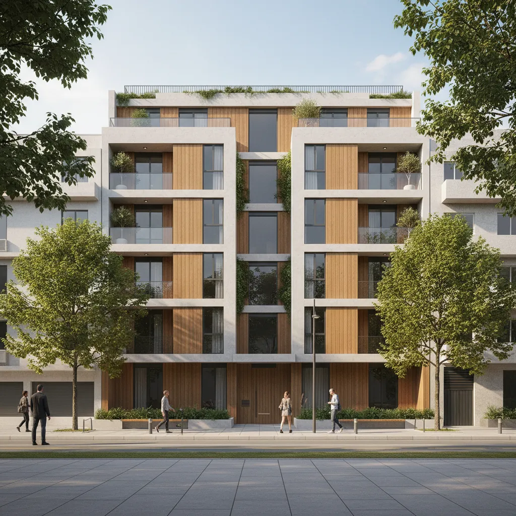 Photorealistic architectural exterior render of modern residential building