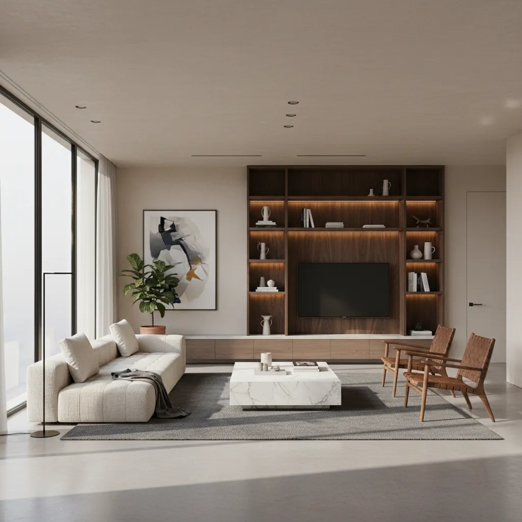 photorealistic interior living room render used for architectural animation production