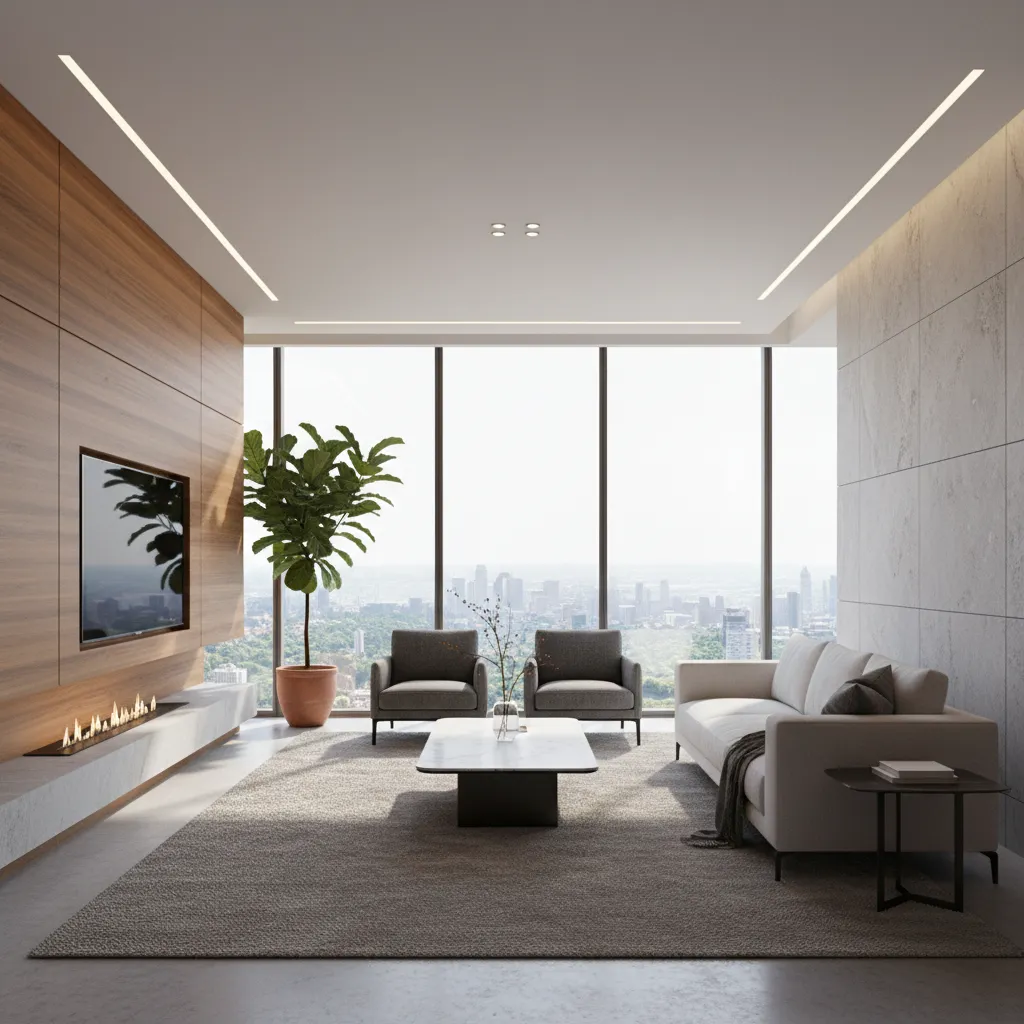 photorealistic interior render created from a 3ds Max architectural floor plan model