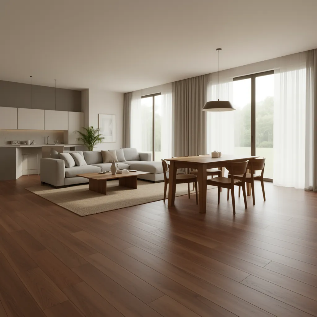 Photorealistic 3D render preview of a modern home interior design