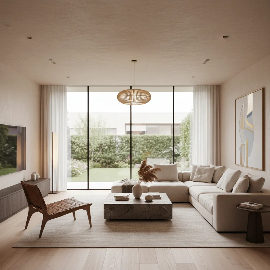 high quality photorealistic interior rendering showing finished home design visualization