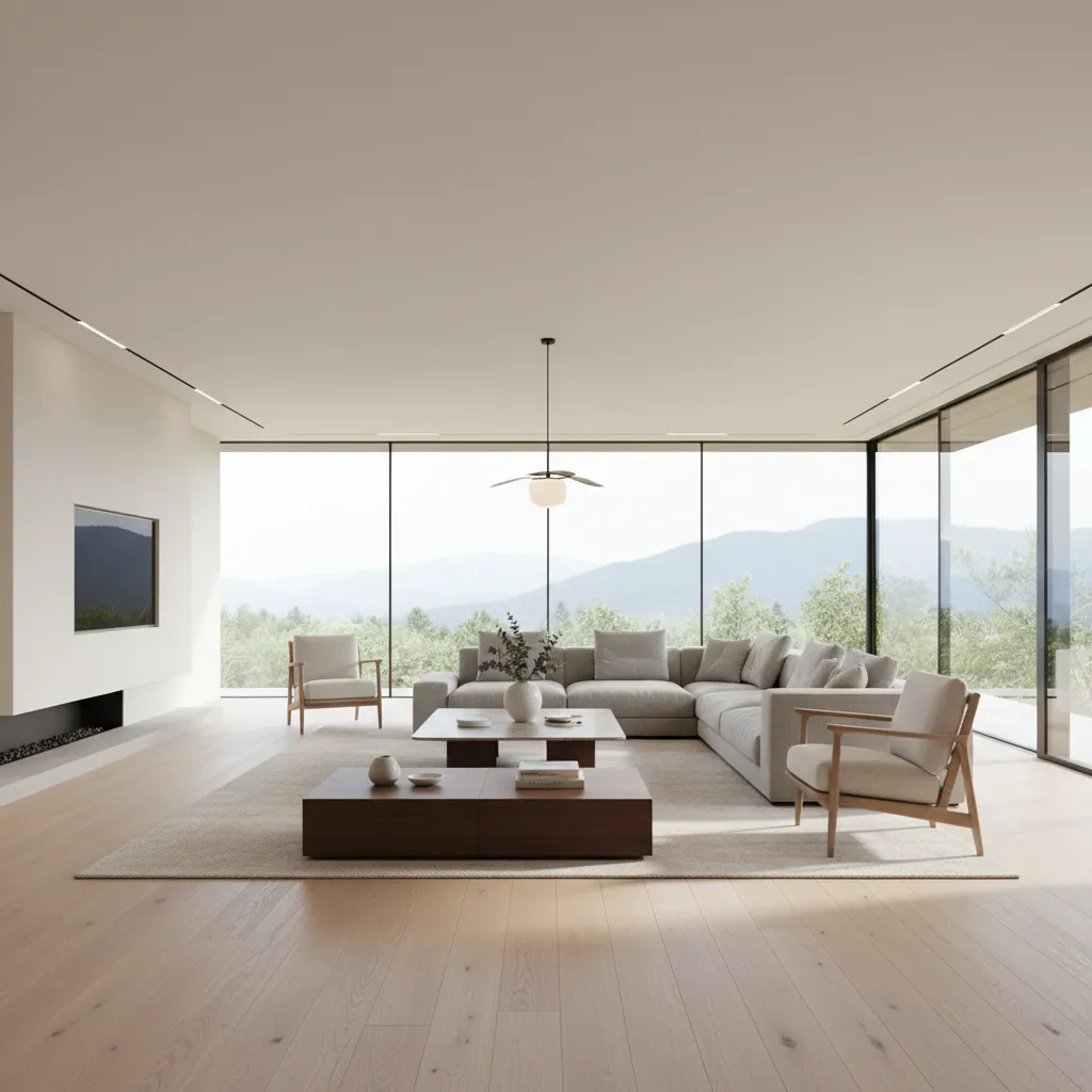 Render fotorrealista de sala moderna generado digitalmente