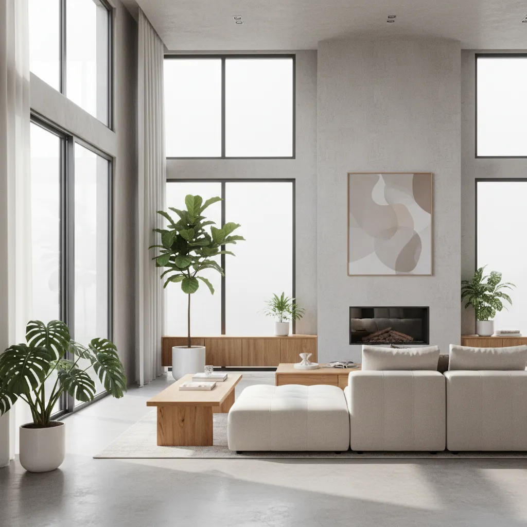 photorealistic modern interior render showing realistic materials and lighting