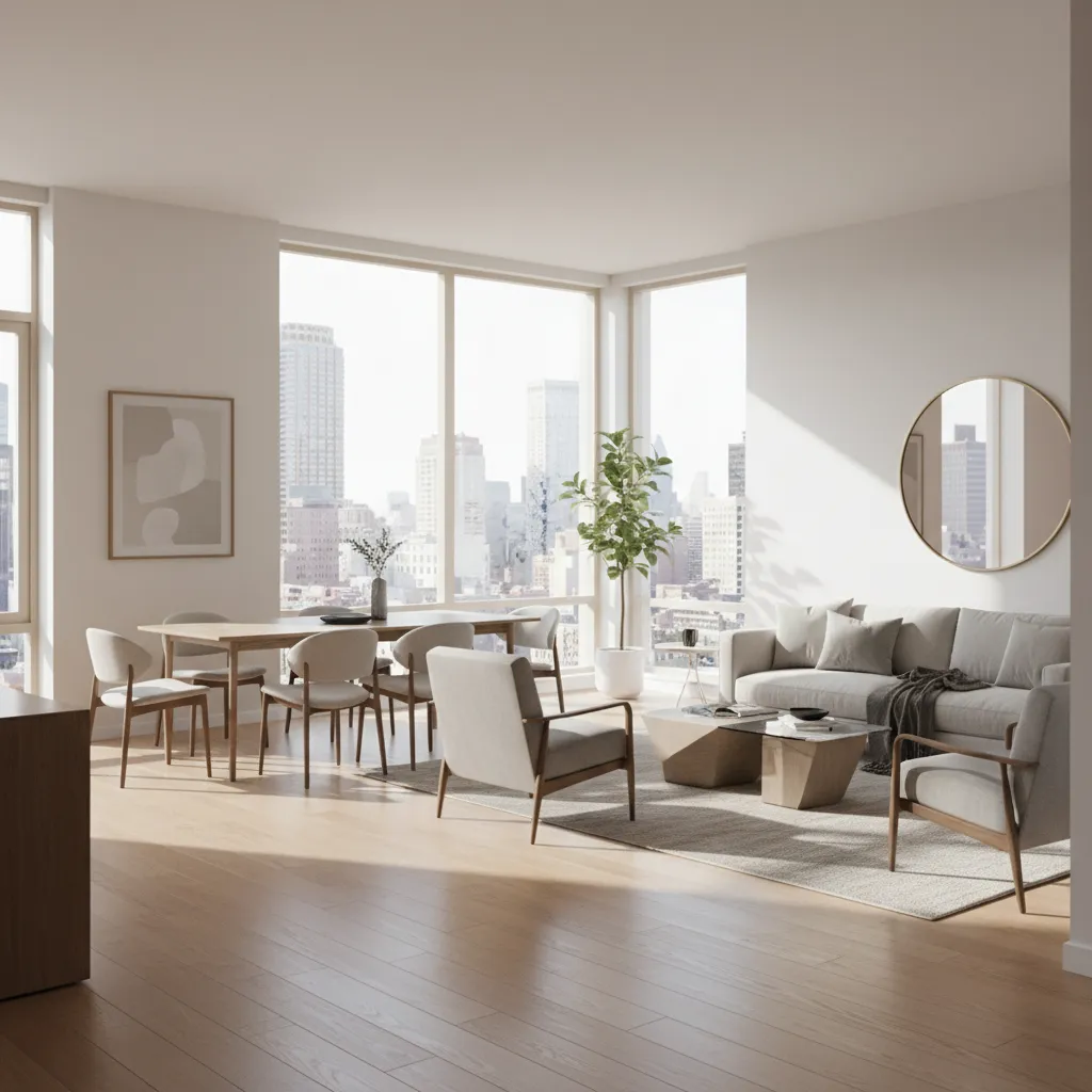 high quality photorealistic interior design render with realistic lighting