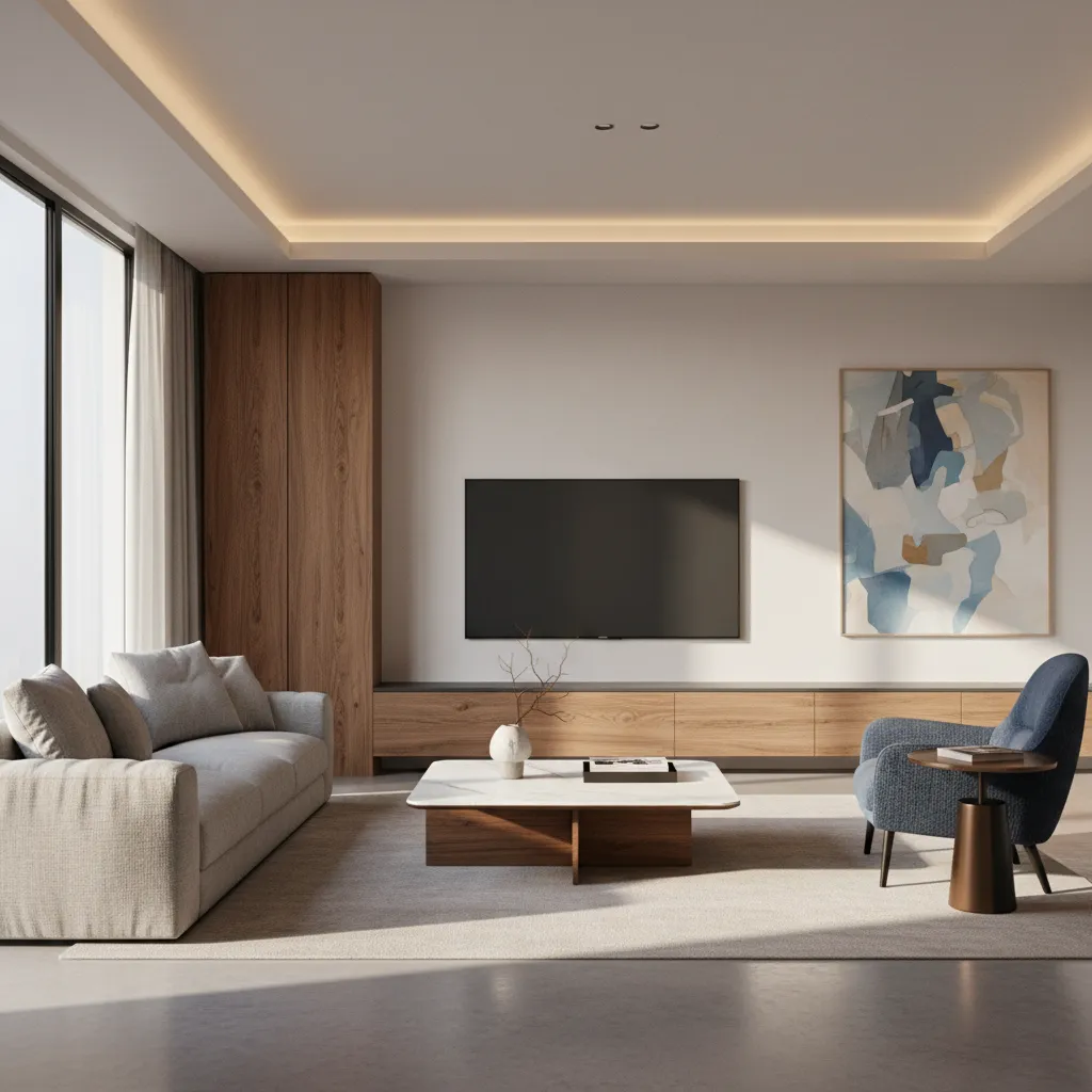 photorealistic interior render showing lighting and material realism