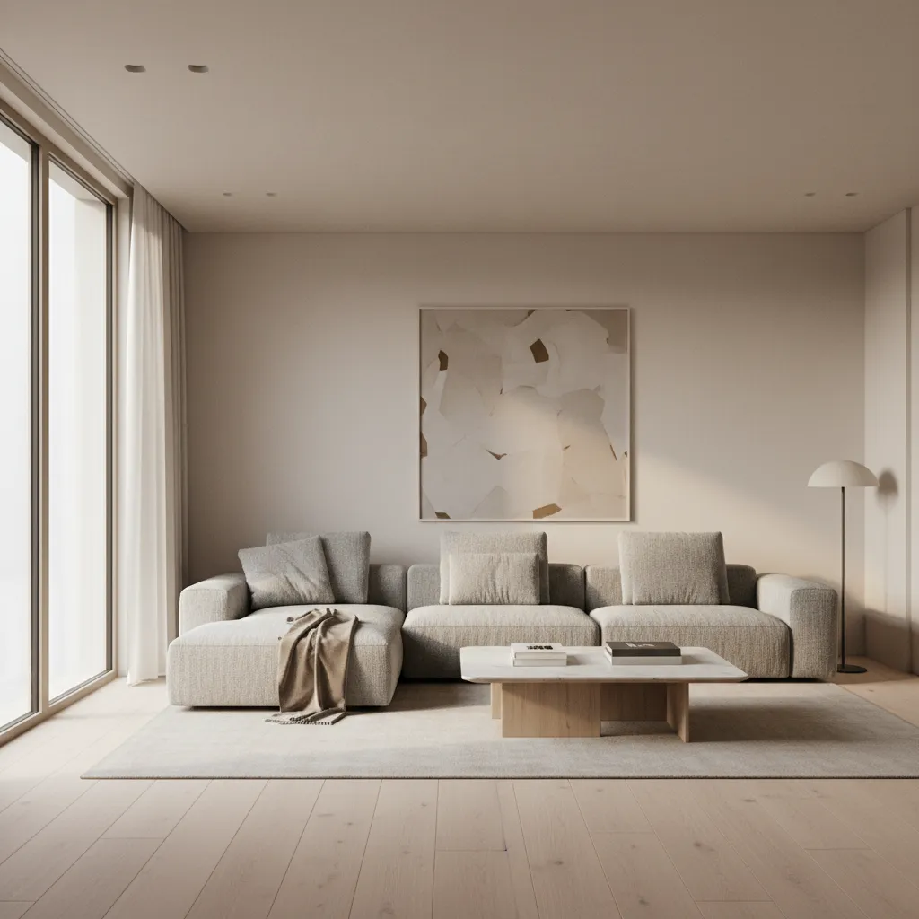 photorealistic interior rendering of a modern living room design