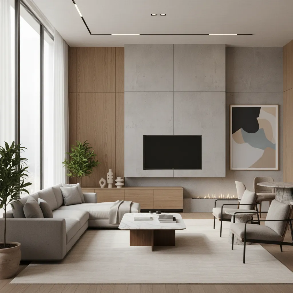 Photorealistic living room rendering created with interior rendering software