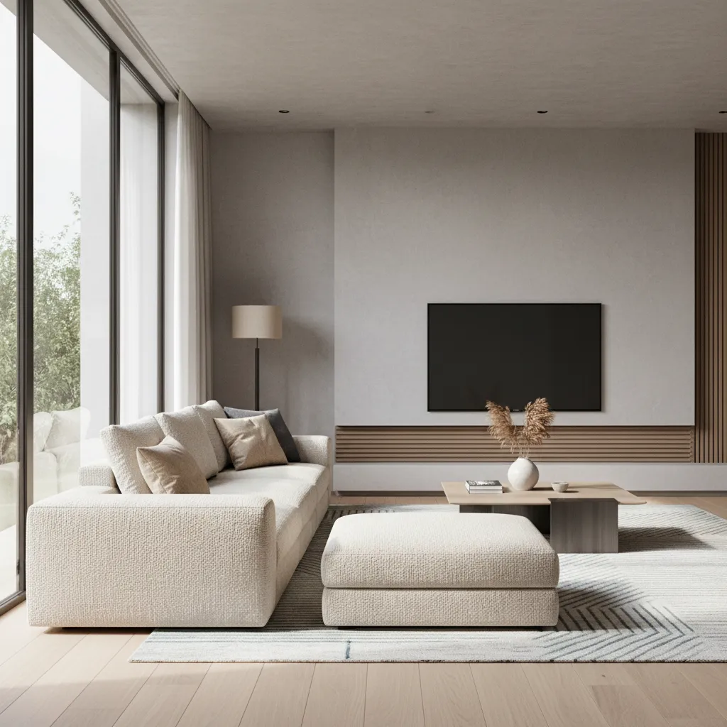photorealistic interior rendering of modern living room