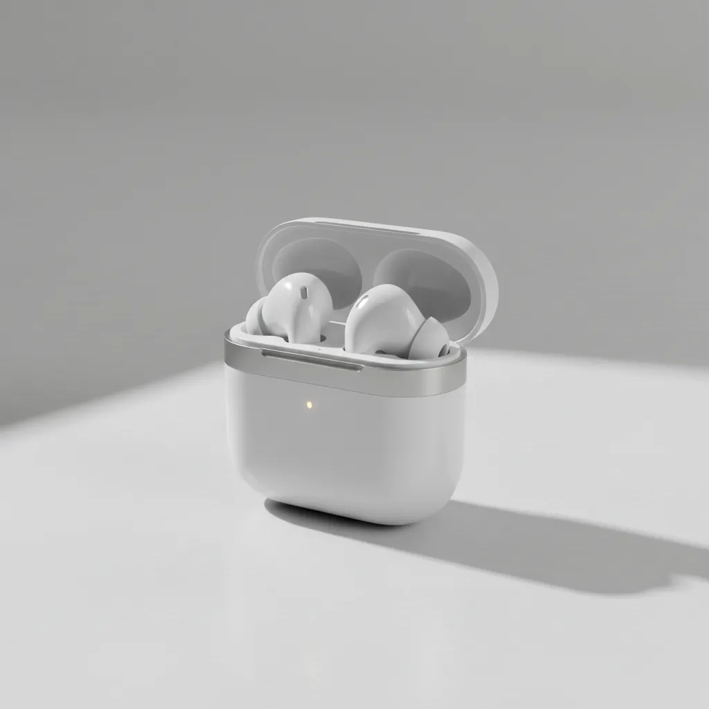photorealistic 3D render of modern consumer product on studio background