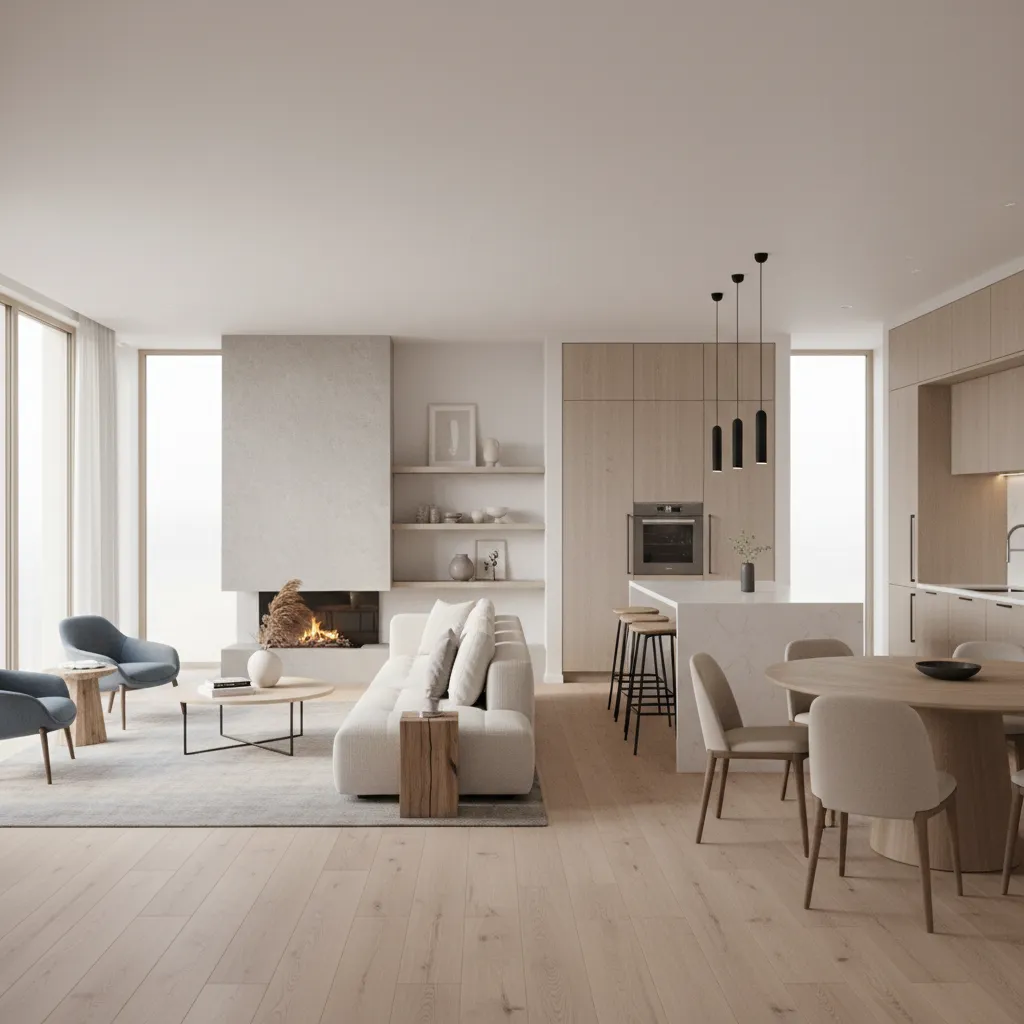 Photorealistic interior render created from an AutoCAD 3D floor plan model