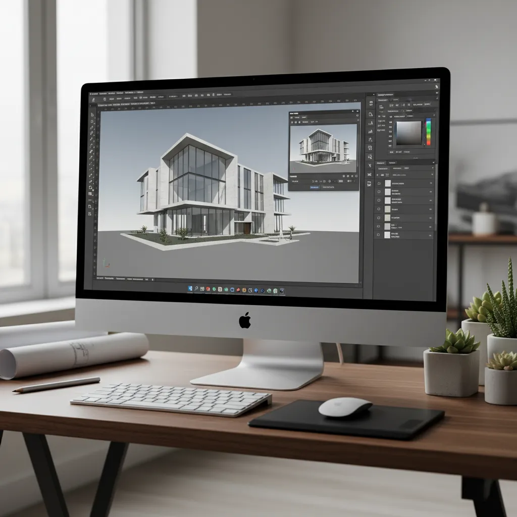 Example interface of Photoshop displaying a 3D object workspace