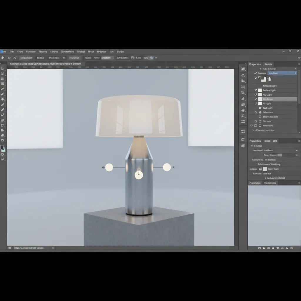 Adjusting lighting for a 3D model render in Photoshop
