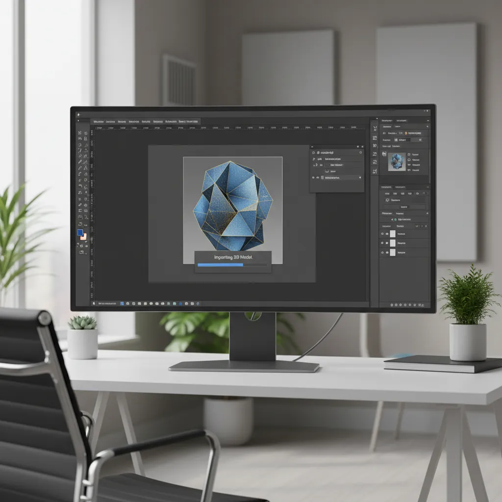 Importing an OBJ 3D model into Photoshop workspace