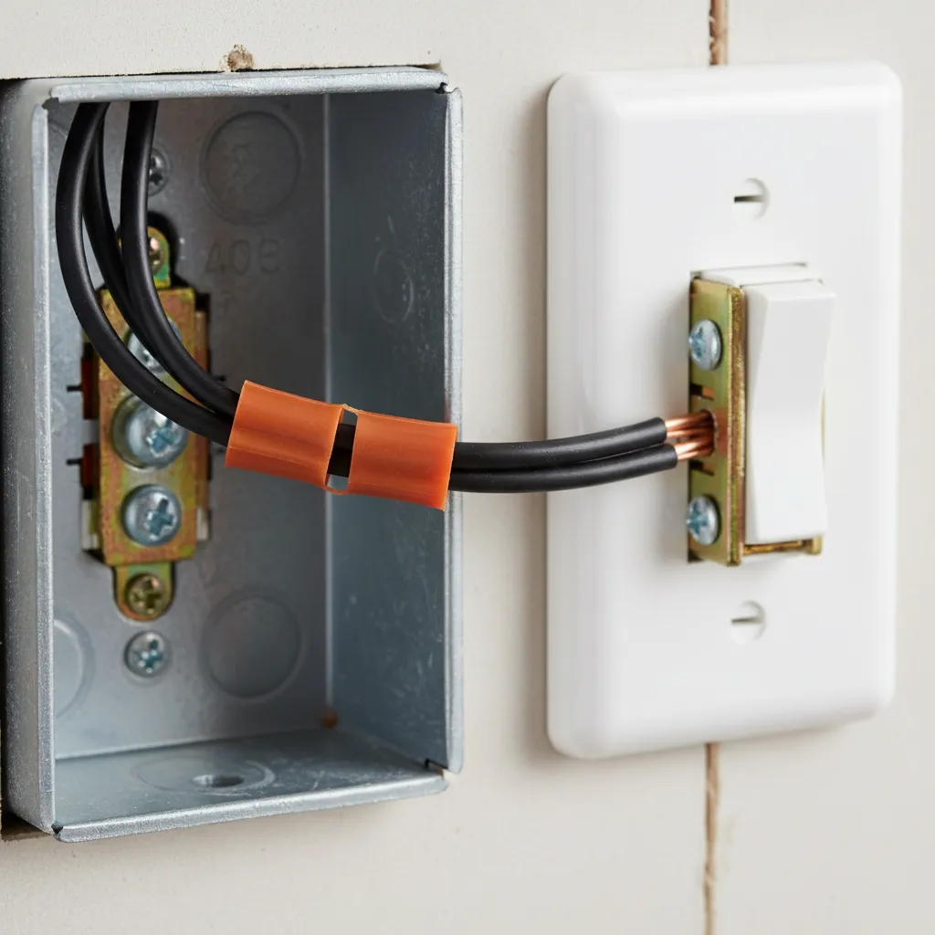 Electrical pigtail wiring connection inside a switch box