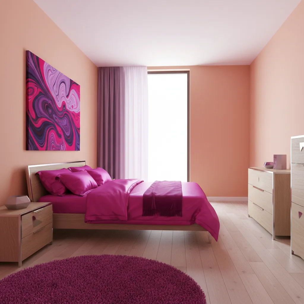 example bedroom with mismatched pink and purple shades creating visual clash
