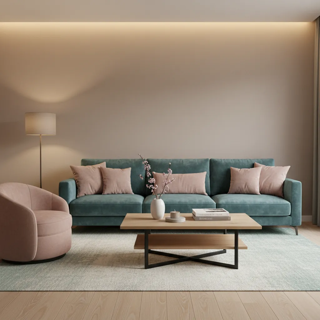 Pink vs Teal Balance for a Cohesive Living Room