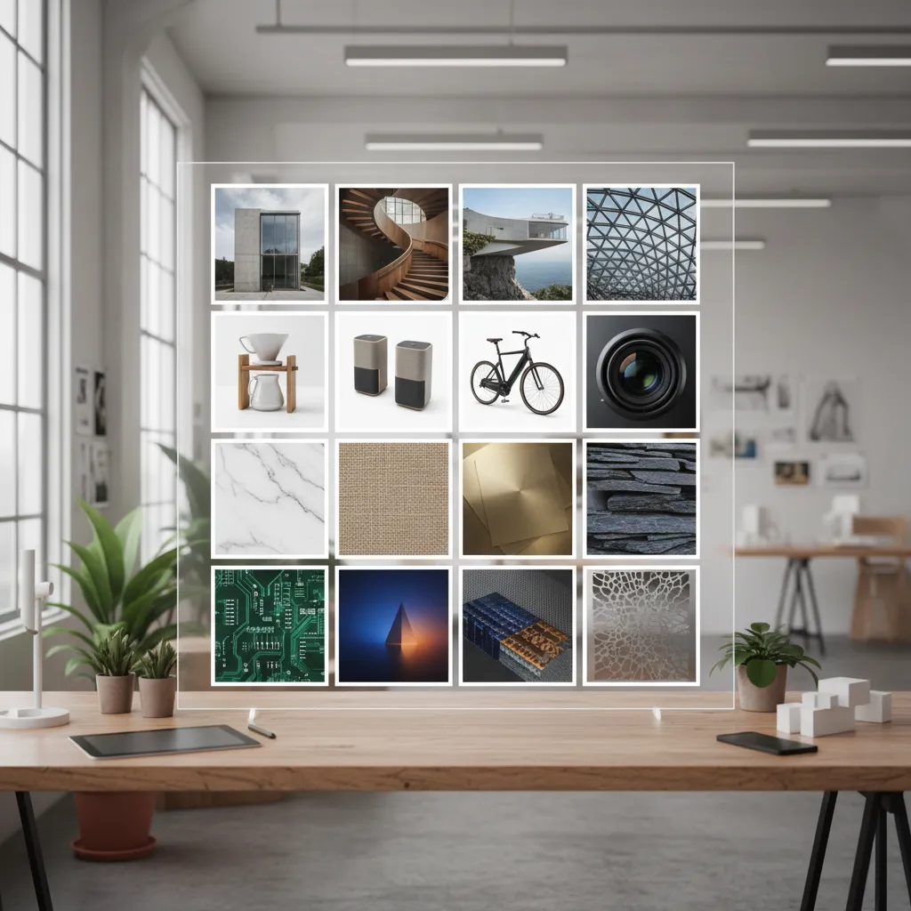 visual discovery board with architecture and product design references