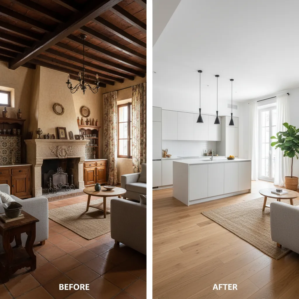 Reforma de piso antiguo con salón y cocina abiertos