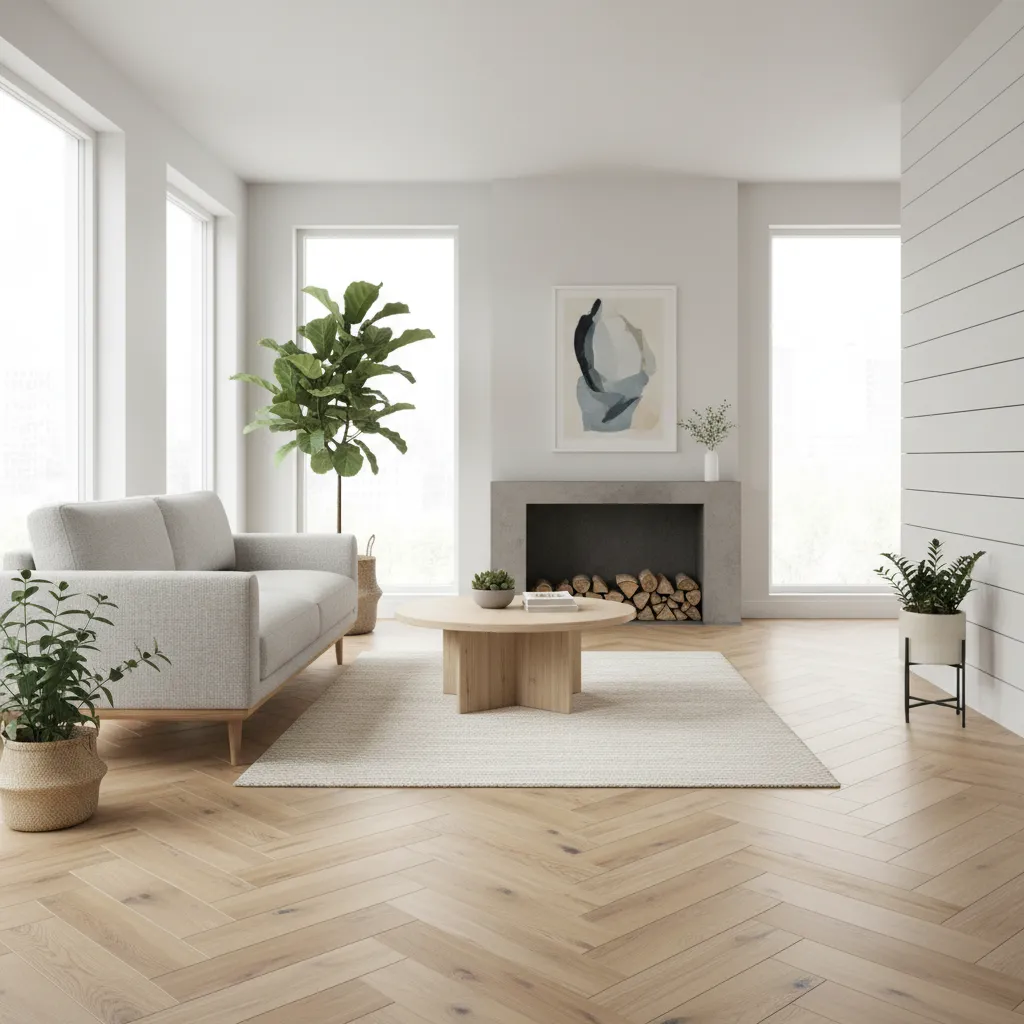Piso cerámico interior con diseño imitación madera