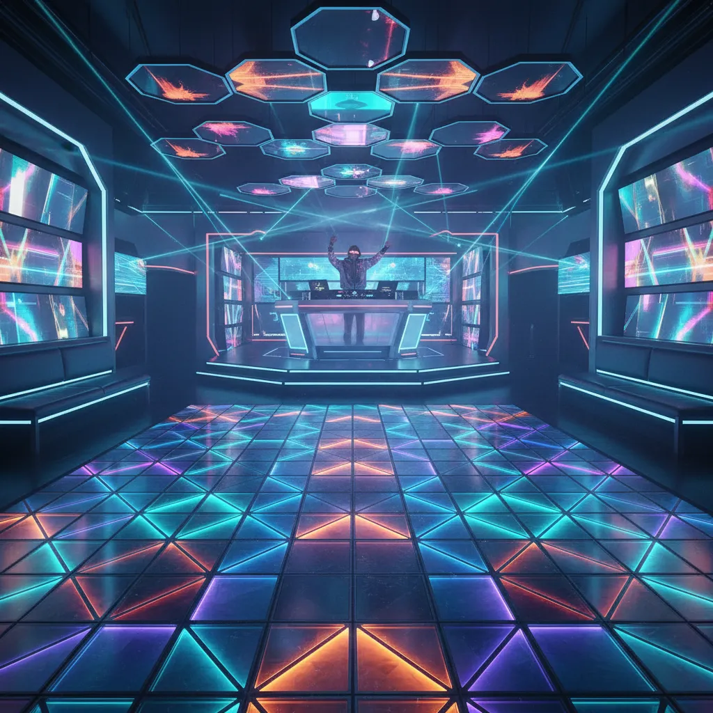 Pista de baile iluminada en una discoteca contemporánea