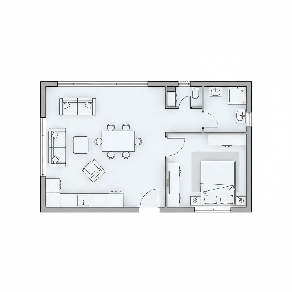 planejamento de layout de casa em planta digital com divisões de ambientes
