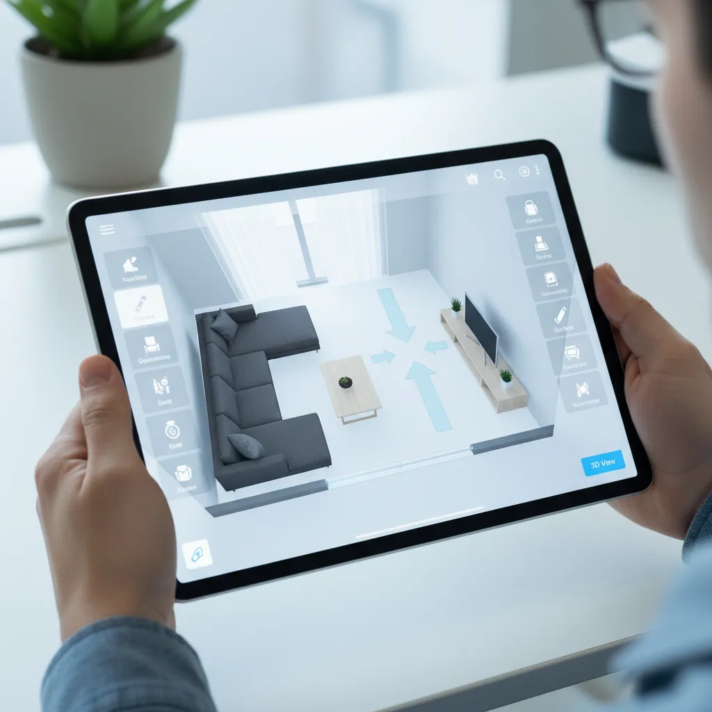 planejamento de layout de sala em aplicativo de planta de casa