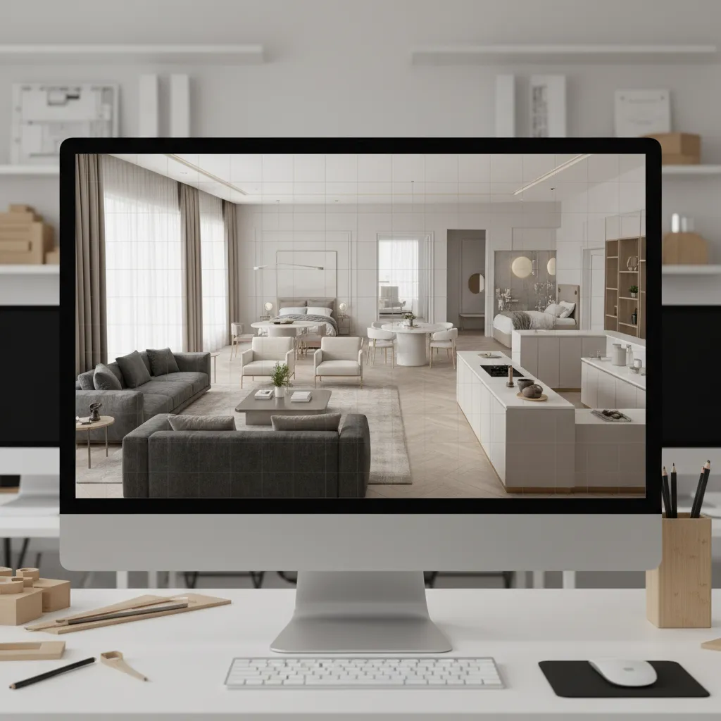 Visualización 3D de la distribución de una vivienda antes de la reforma