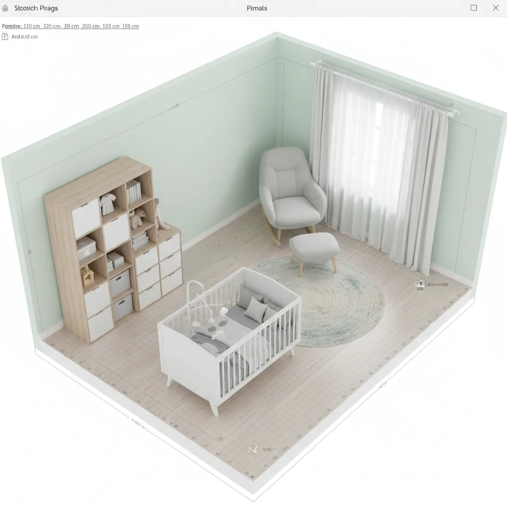 Planificación 3D de una habitación de bebé en software de diseño