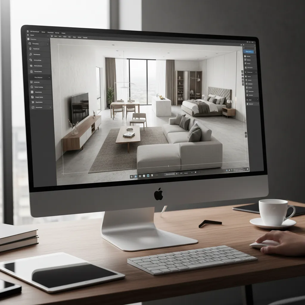 Pantalla con planificación de interiores en 3D