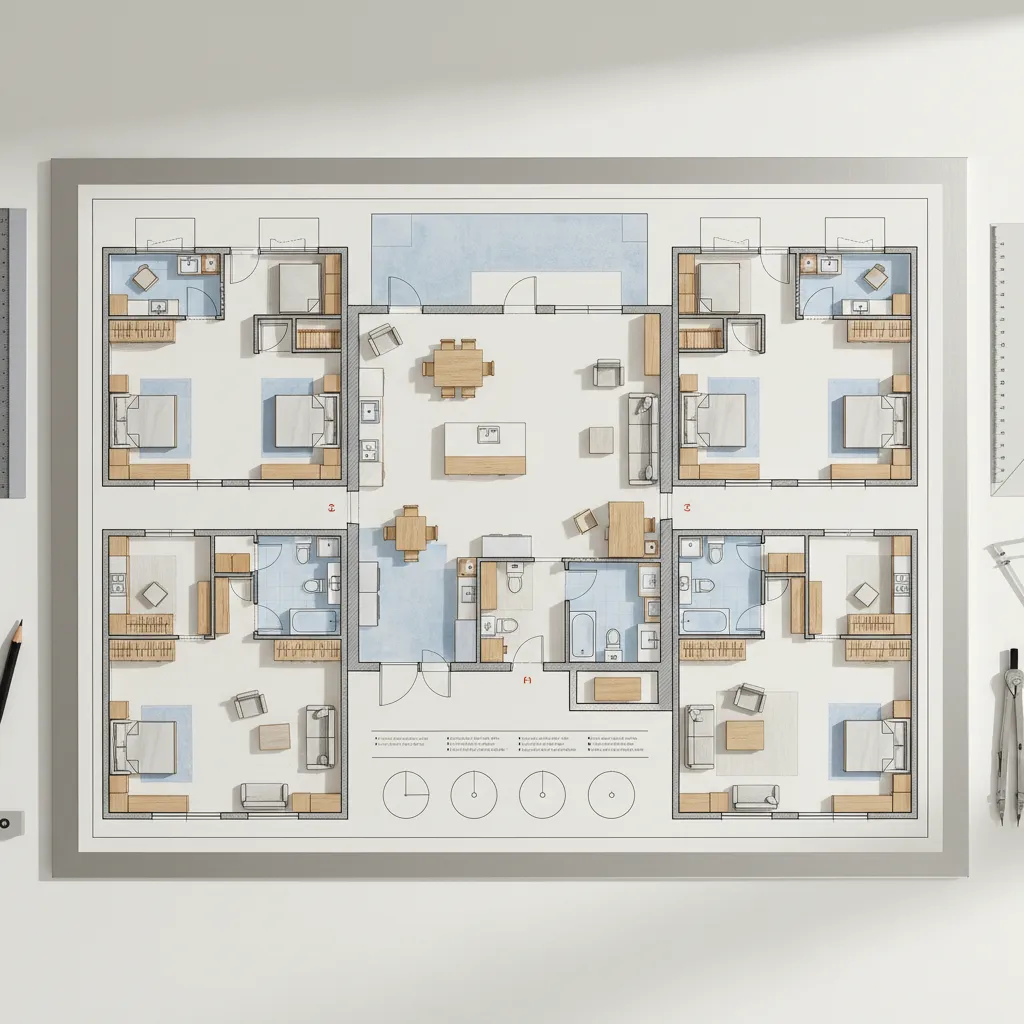 Plano de apartamento pequeño con diferentes opciones de distribución