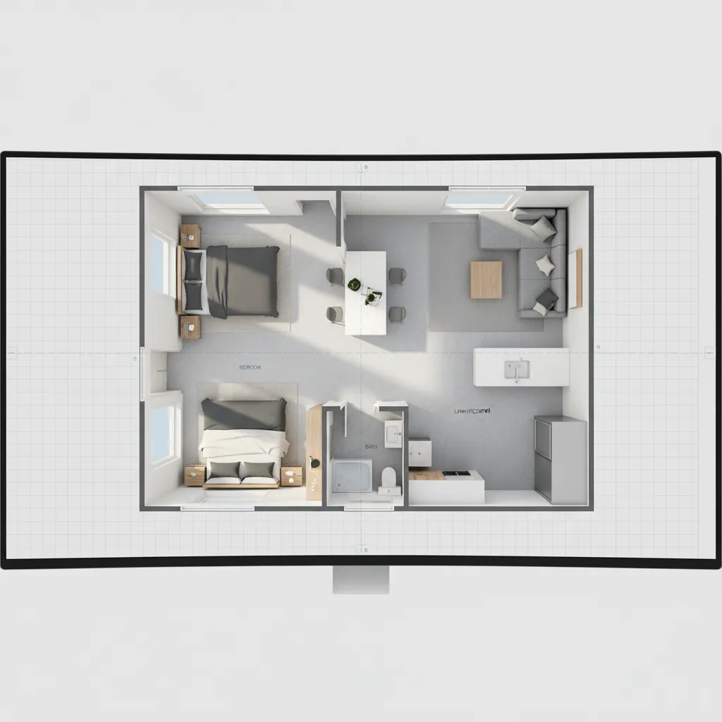 Plano digital de un apartamento pequeño diseñado en una app