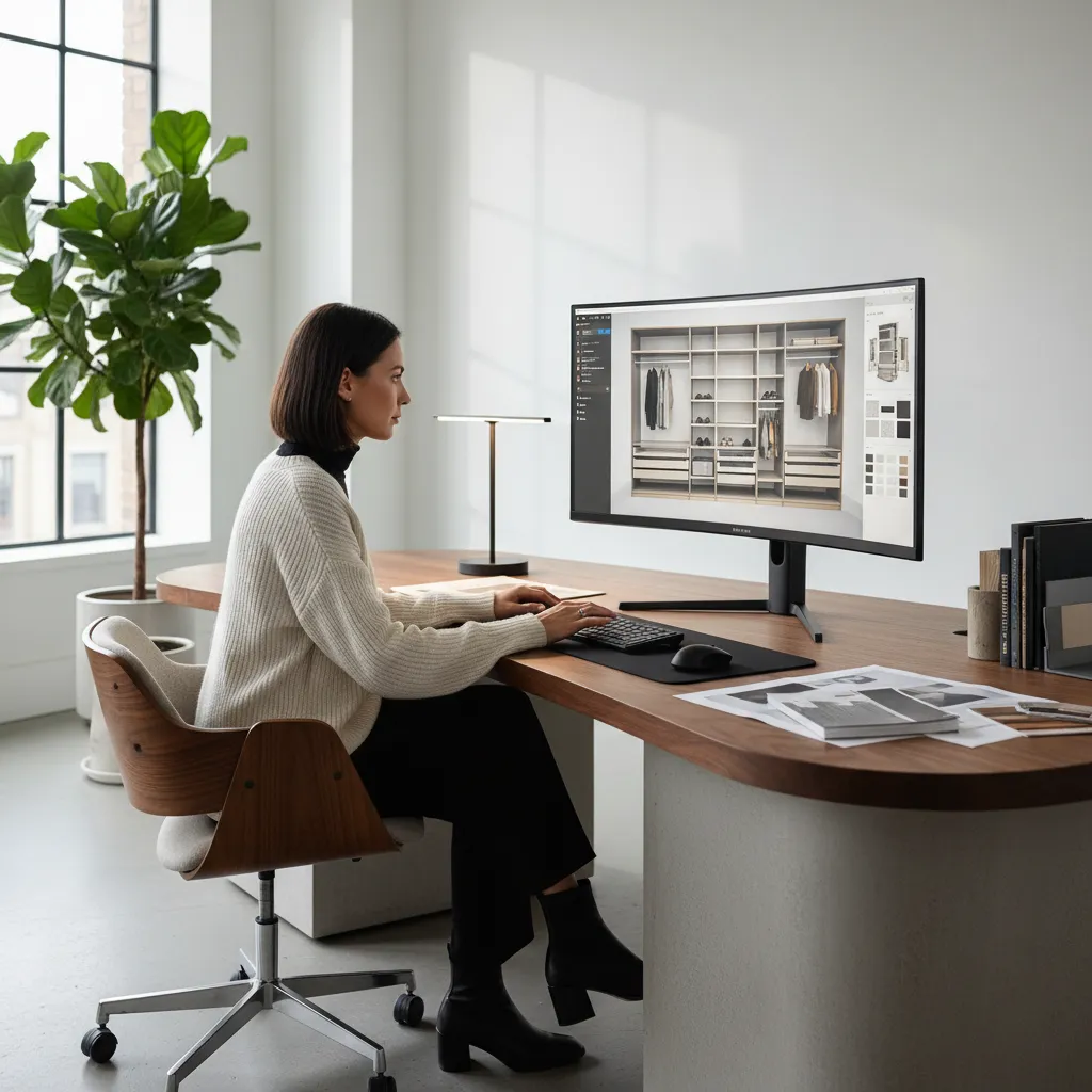 Diseño digital de armario en plano antes de construirlo