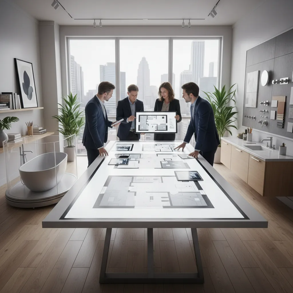 Vista de planificación de distribución de baño tipo spa