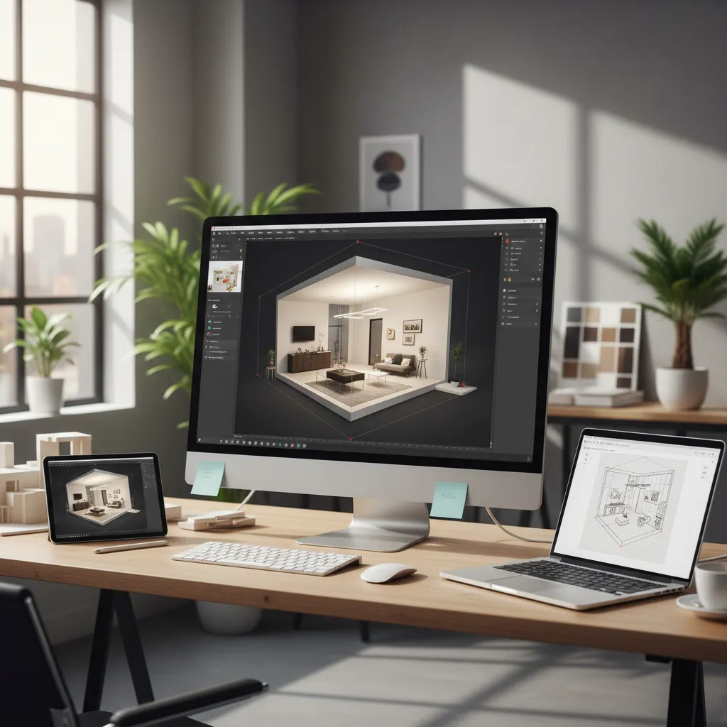 Visualización 3D de una vivienda mostrando distribución interior antes de construir