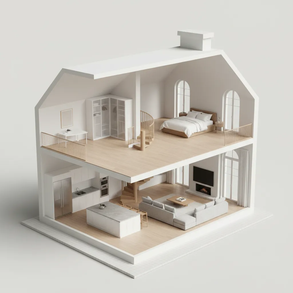 Modelo 3D de una casa completa en software de diseño de interiores