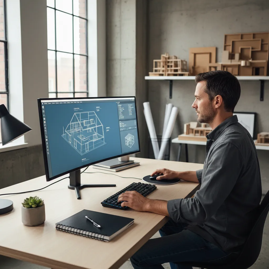 Pantalla mostrando planificación de planta de una casa en diseño digital